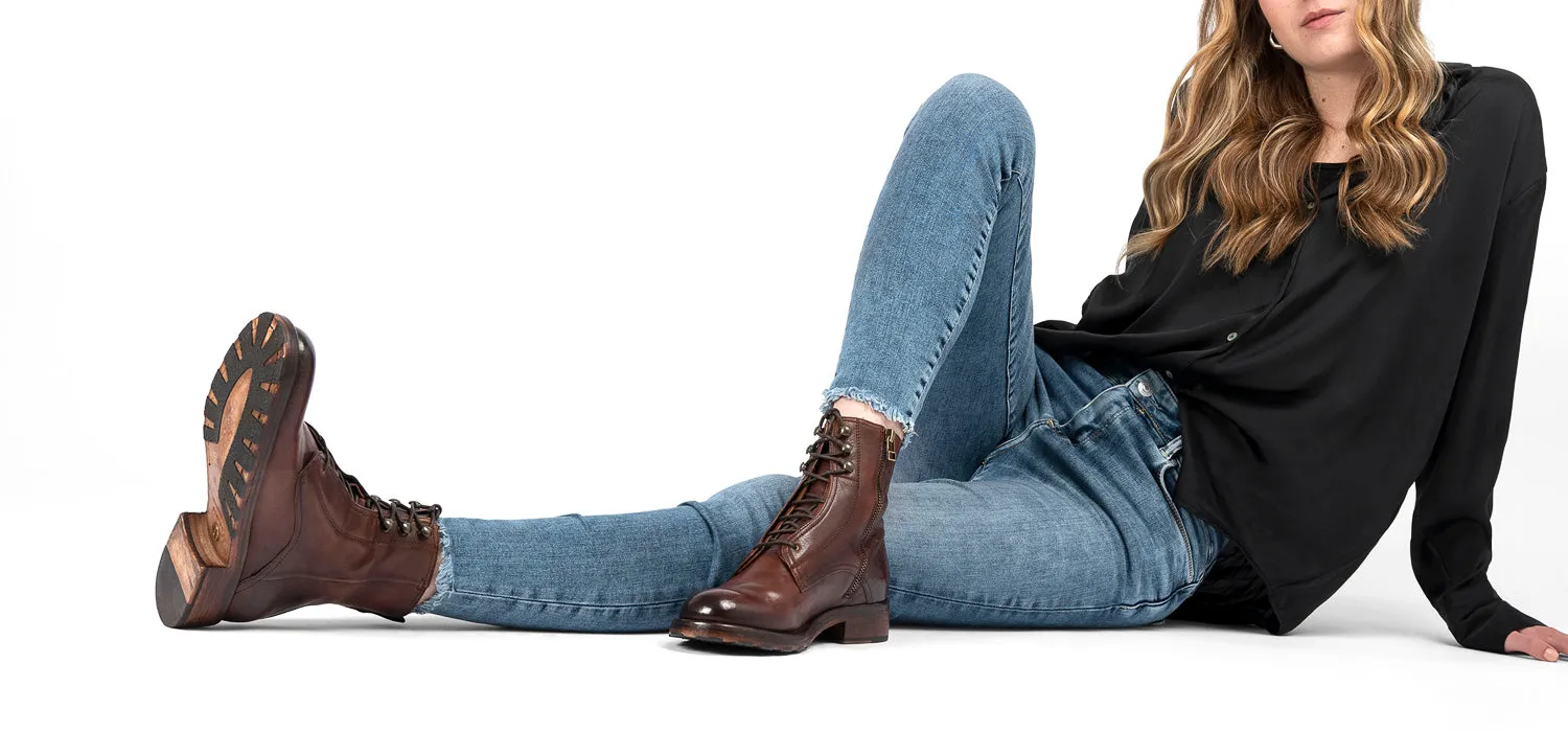 ASTON terra-brown hidden lace up boots.