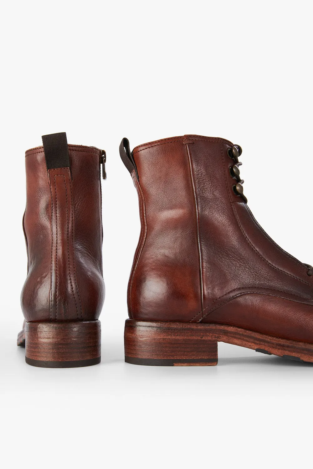 ASTON terra-brown hidden lace up boots.