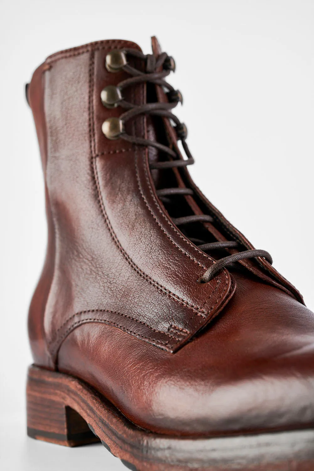 ASTON terra-brown hidden lace up boots.