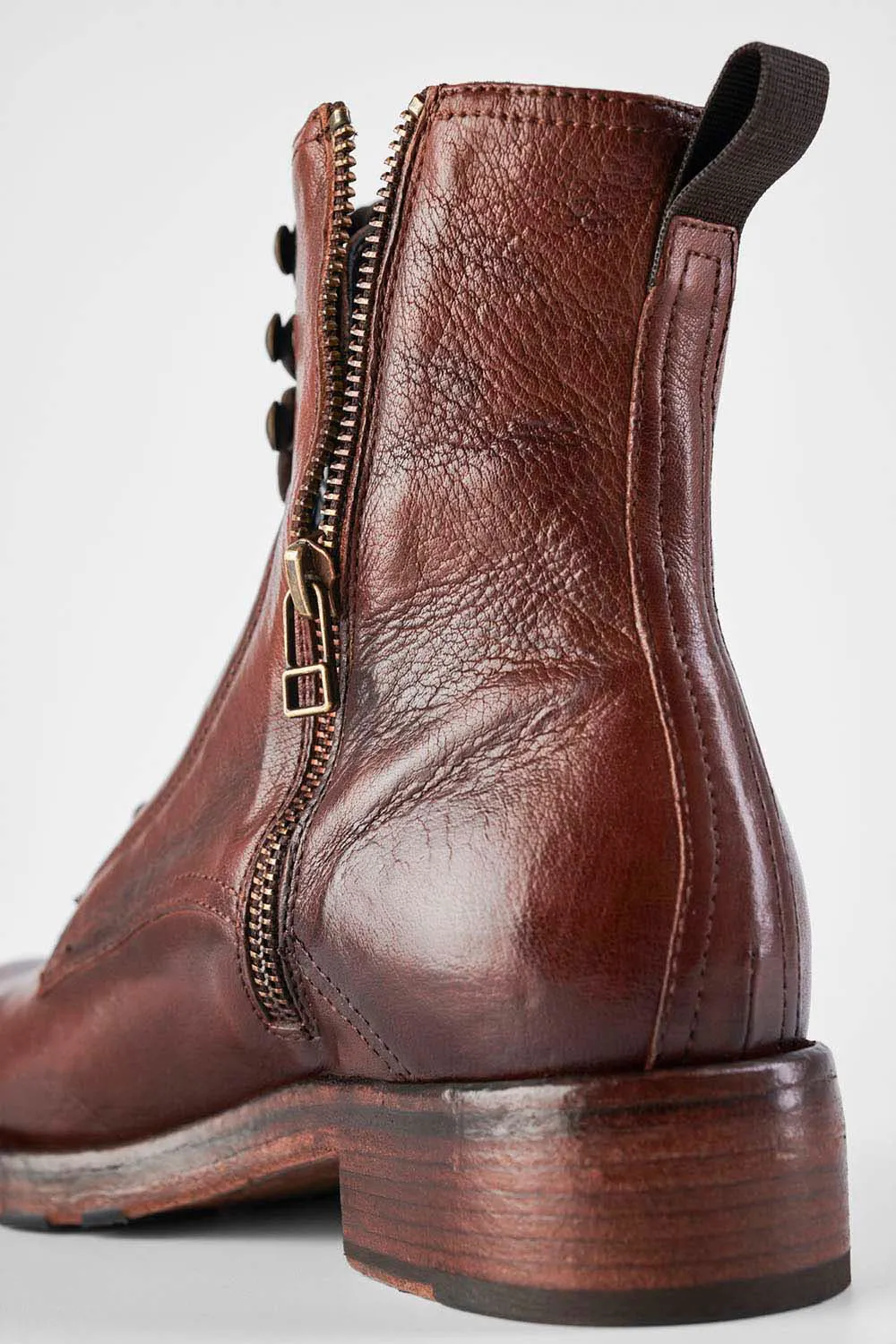 ASTON terra-brown hidden lace up boots.