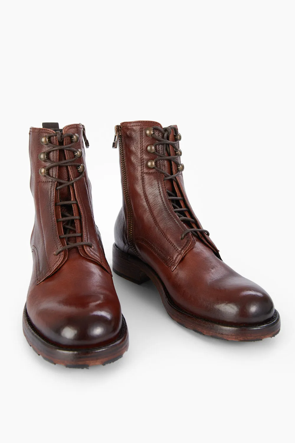 ASTON terra-brown hidden lace up boots.