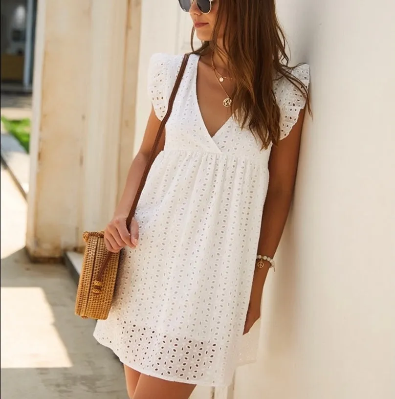 BOHO Spring White Dress