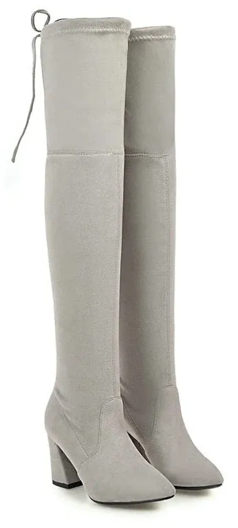 Boricua Thigh High Flock Leather Boots
