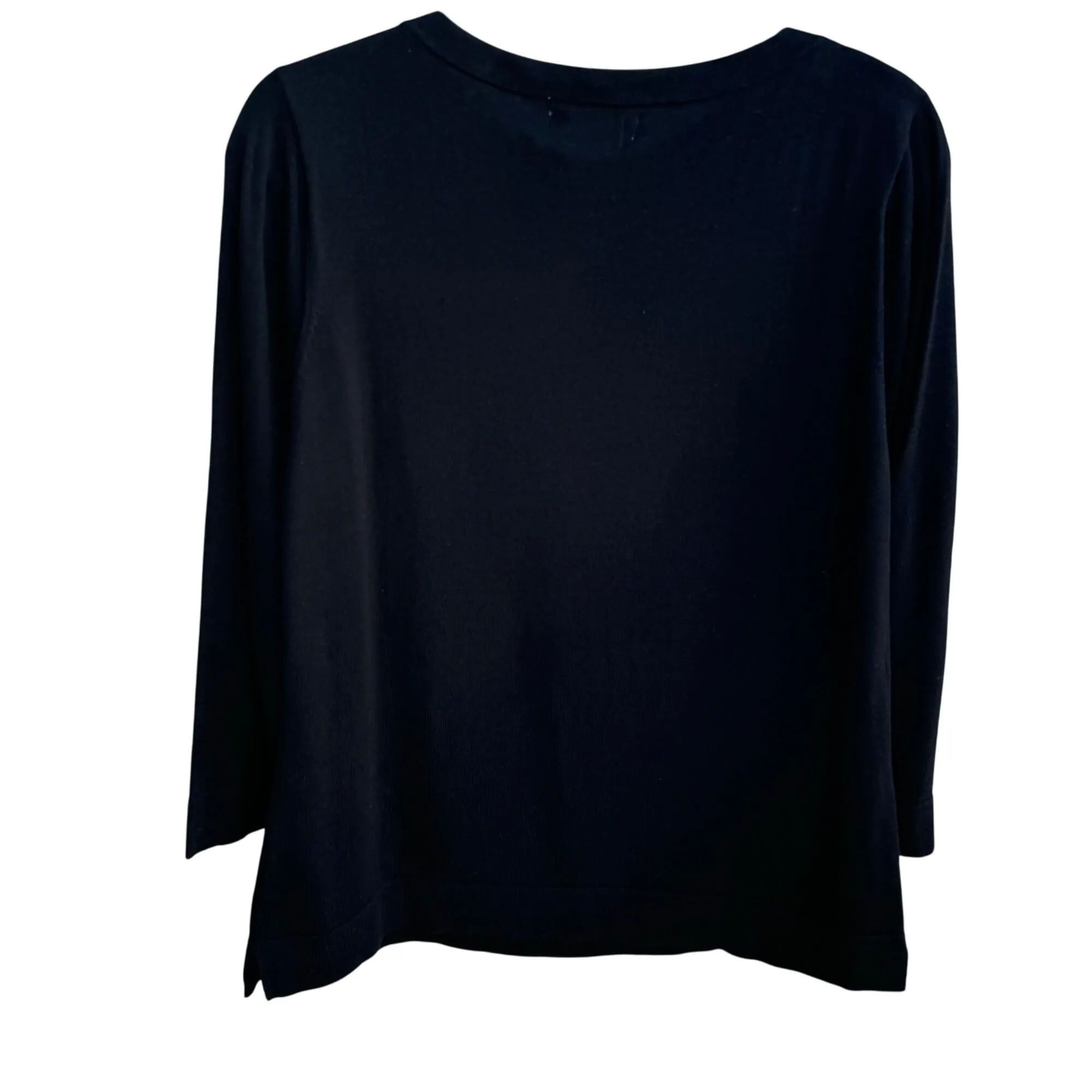 Coldwater Creek Womens Black Silk Blend Boat Neck Long Sleeve Knit Sweater New L