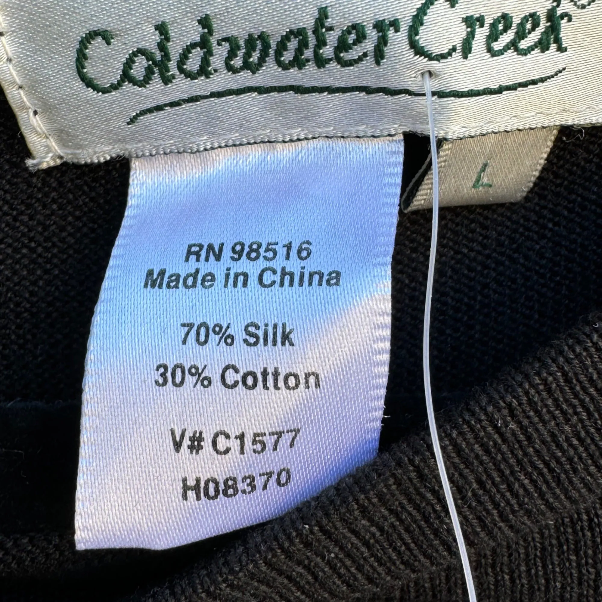 Coldwater Creek Womens Black Silk Blend Boat Neck Long Sleeve Knit Sweater New L