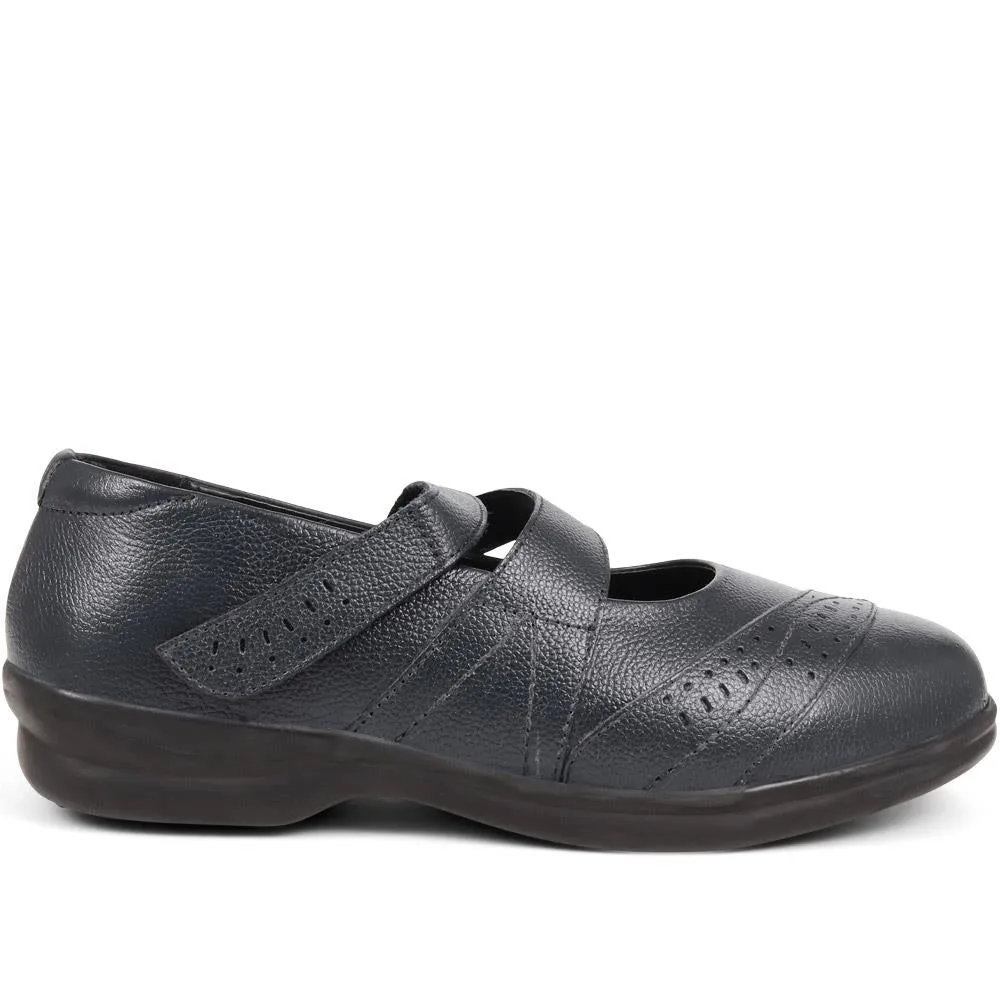 Extra Wide Fit Touch Fasten Leather Mary Janes - LIZBET / 323 992