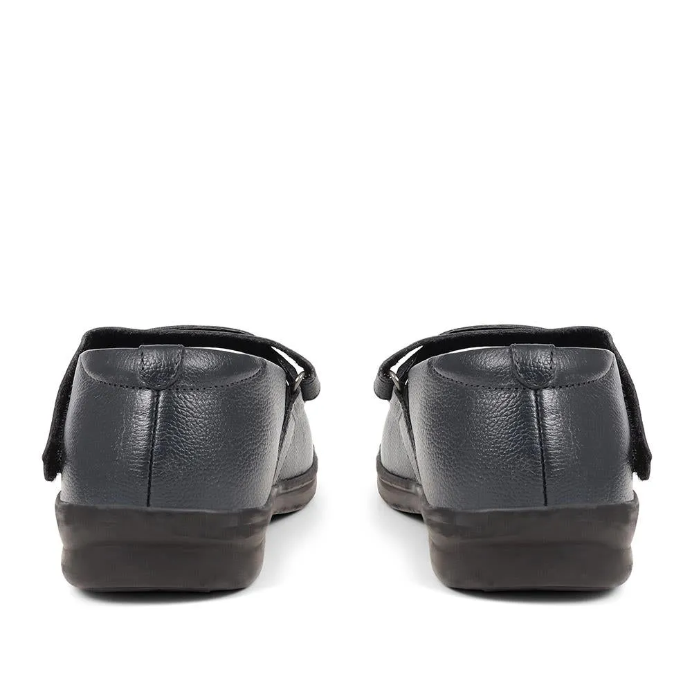 Extra Wide Fit Touch Fasten Leather Mary Janes - LIZBET / 323 992