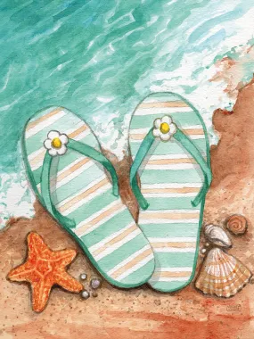 Flip Flops On The Beach Plain
