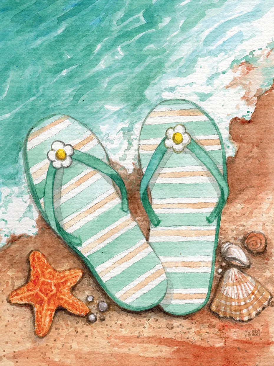 Flip Flops On The Beach Plain