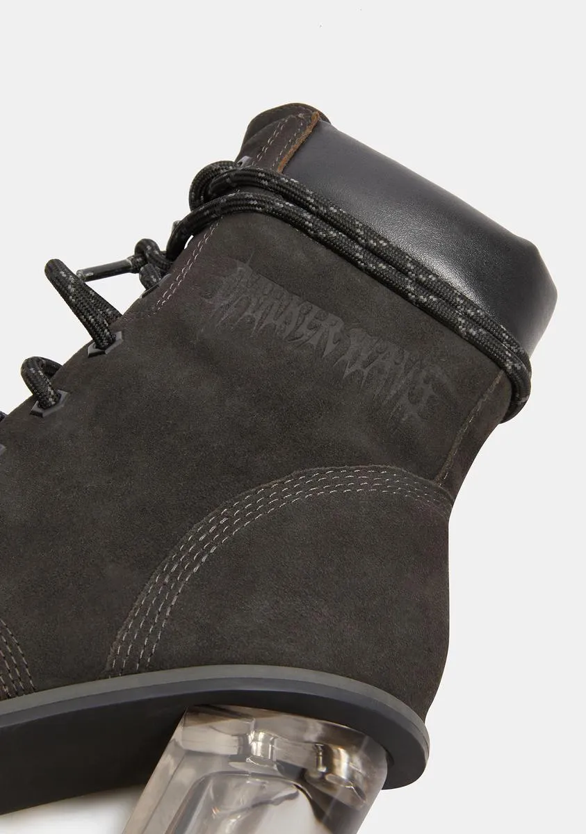 Kickdrum Clear Heeled Suede Work Boots