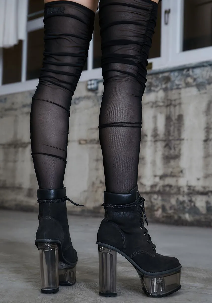 Kickdrum Clear Heeled Suede Work Boots