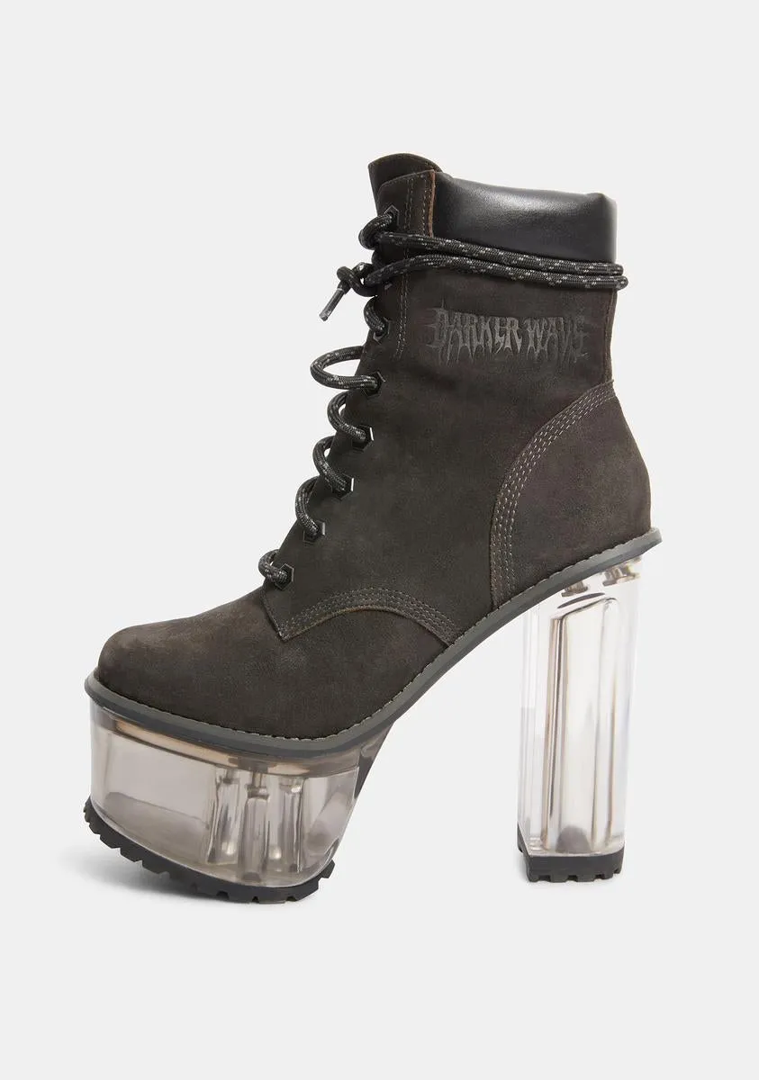 Kickdrum Clear Heeled Suede Work Boots
