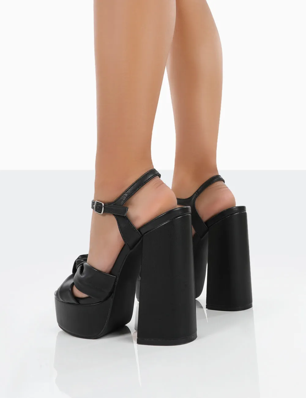 Kiss Black Pu Platform Sandal High Heels