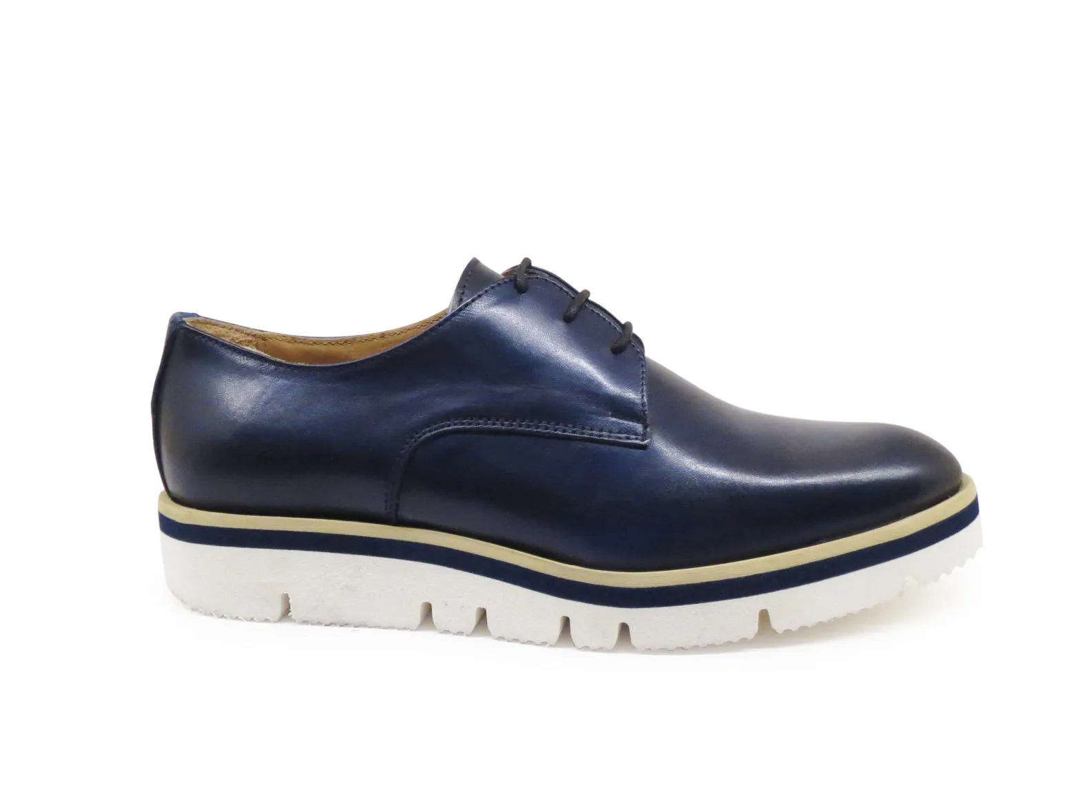 Ladies Classic Derby - Leather Blu - Ultra Light Rubber Sole - DU6006