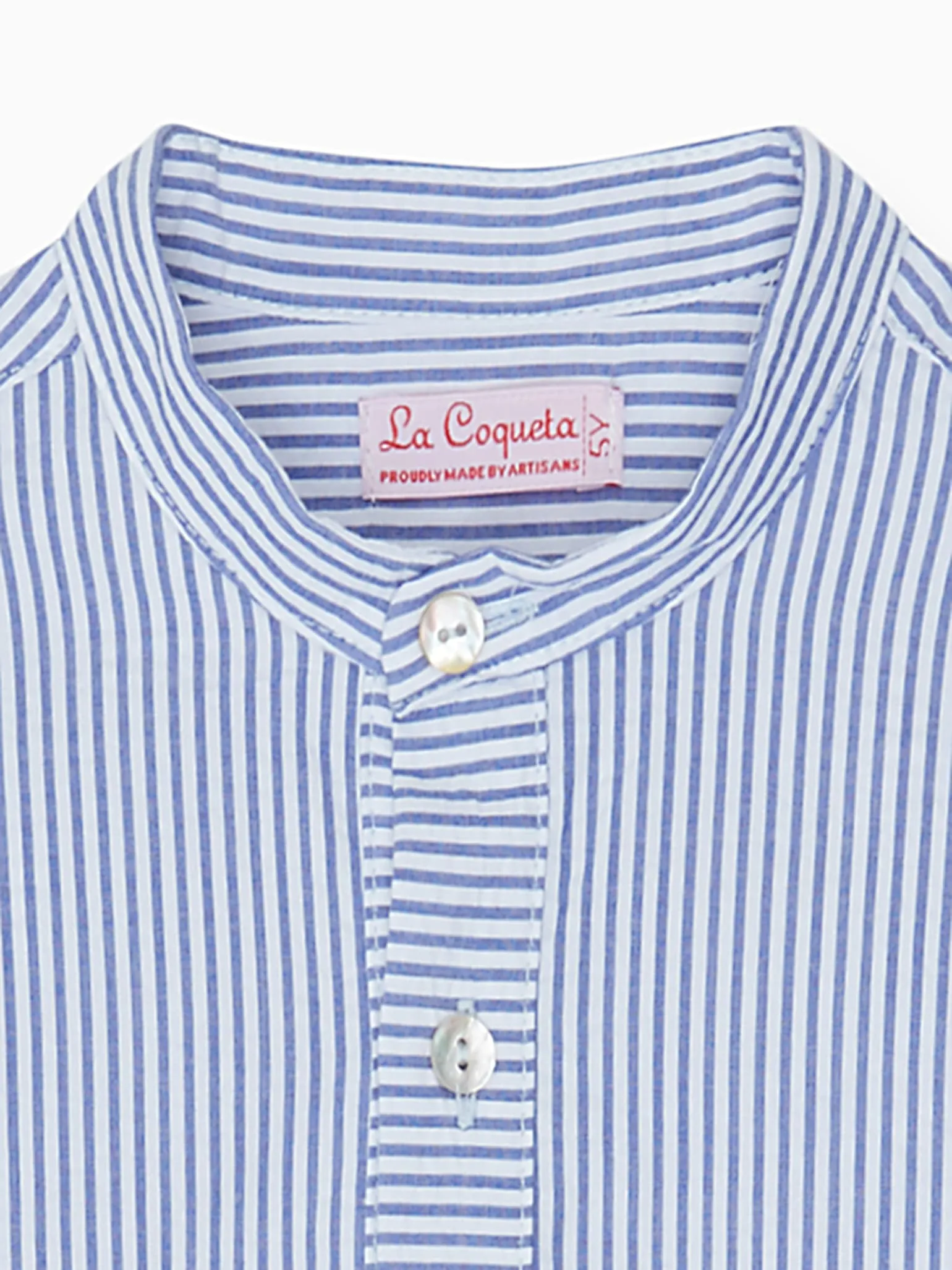 Light Blue Stripe Jazmin Linen Mix Boy Shirt