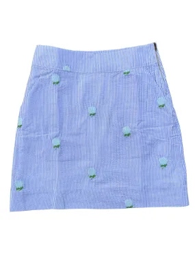 Lilac Seersucker Women's Skirt with  Embroidered Hydrangea Flowers