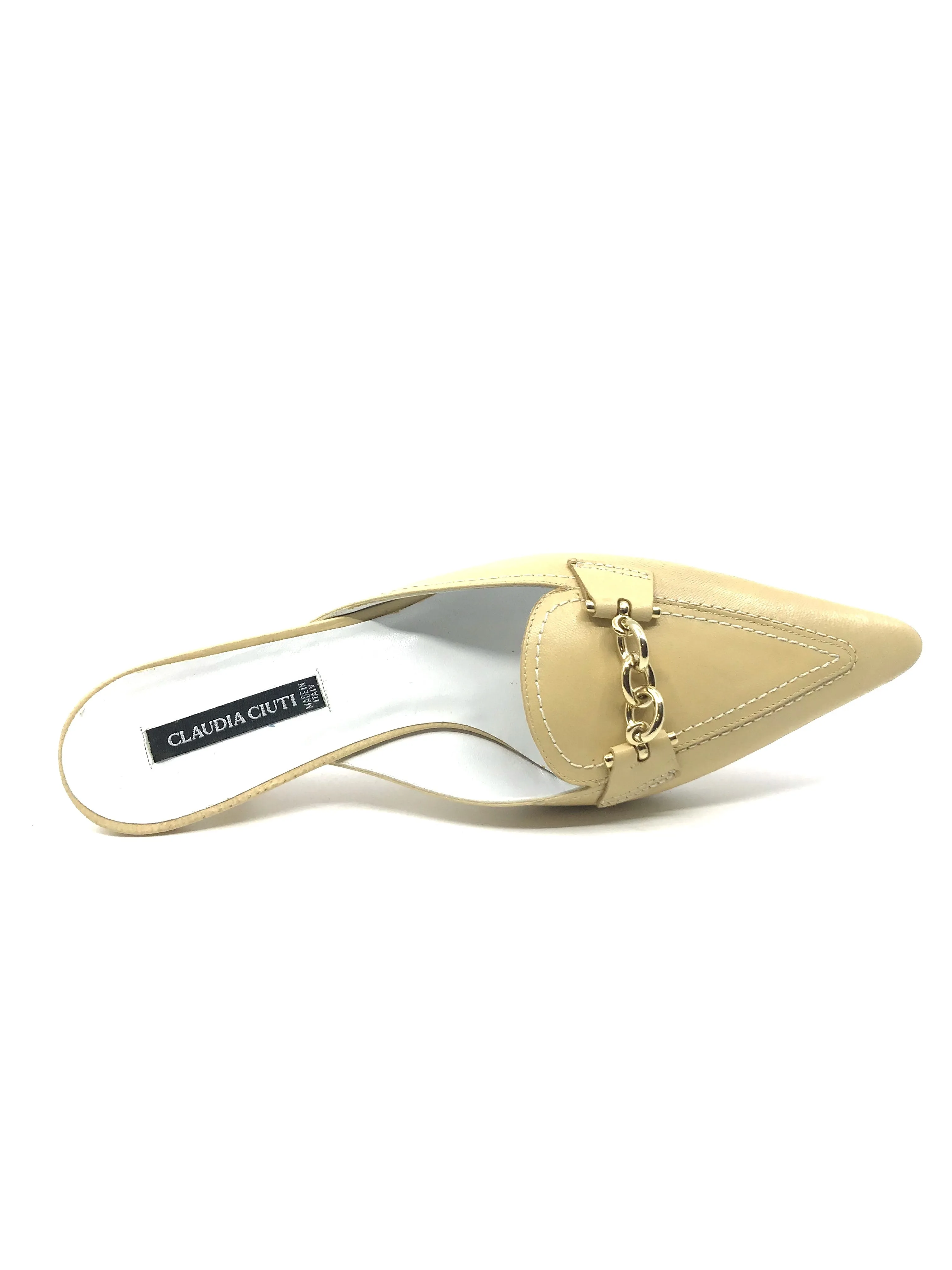 Nadia Camel Leather Claudia Ciuti Slide Pumps