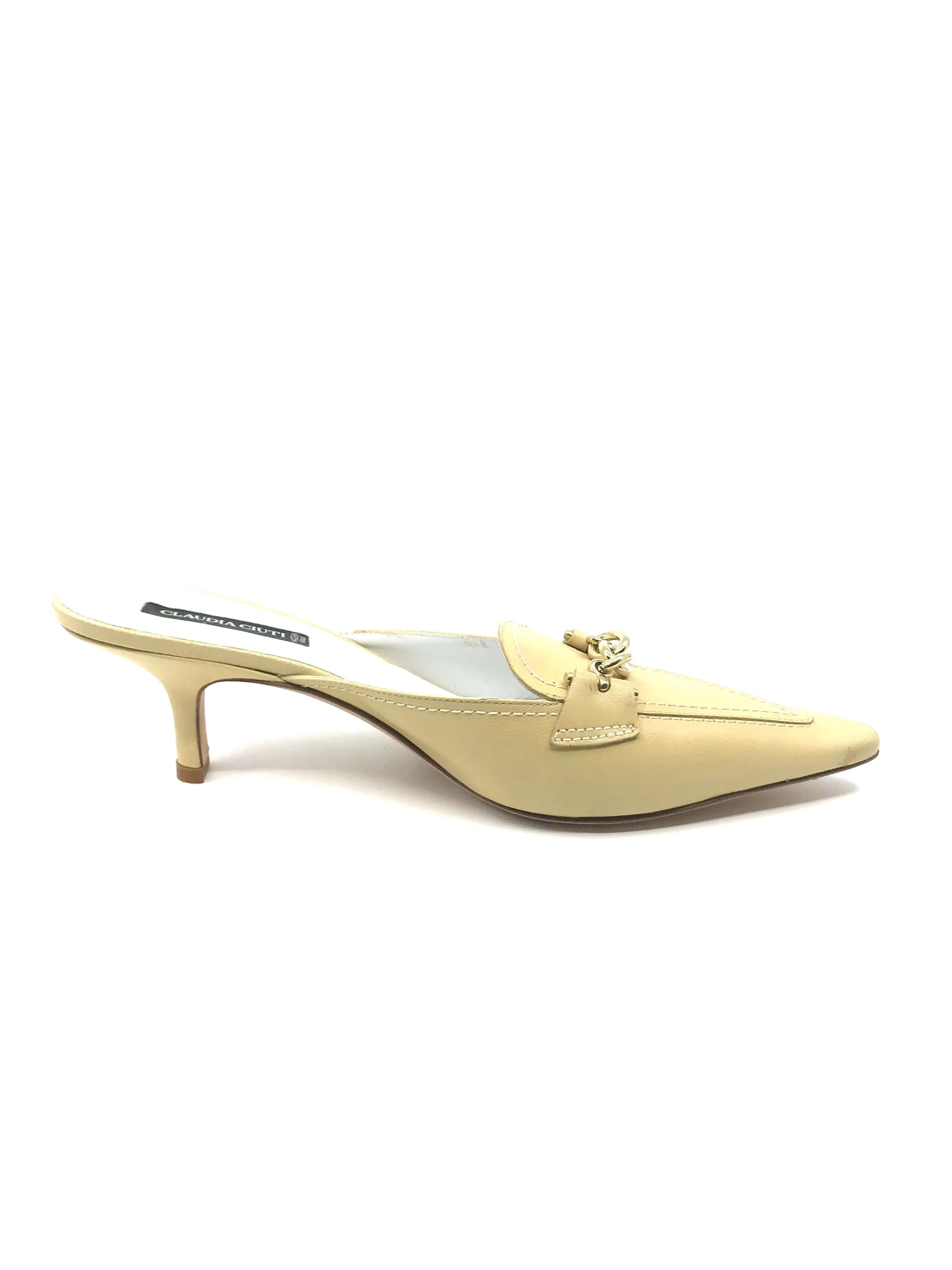 Nadia Camel Leather Claudia Ciuti Slide Pumps