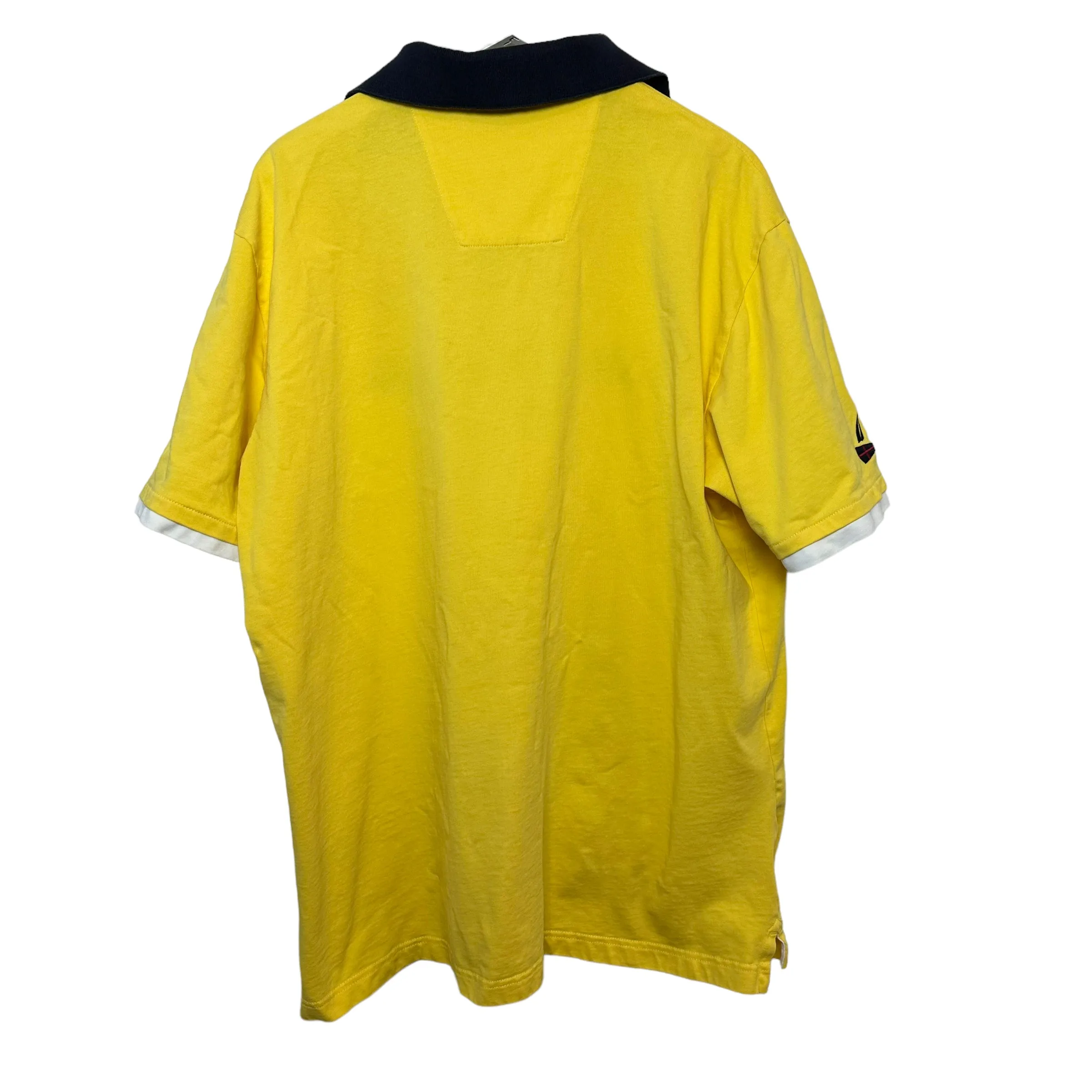 Nautica Retro Sailing Club Polo Yellow White Striped Rugby Cotton XL