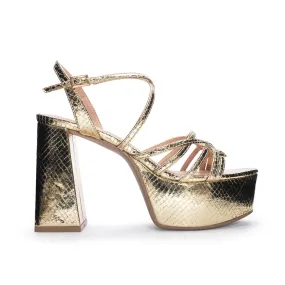 No Prob Platform Metallic Disco Sandal Hi Heels