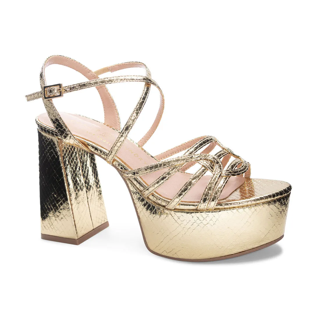 No Prob Platform Metallic Disco Sandal Hi Heels