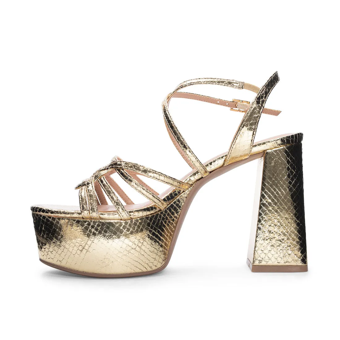 No Prob Platform Metallic Disco Sandal Hi Heels