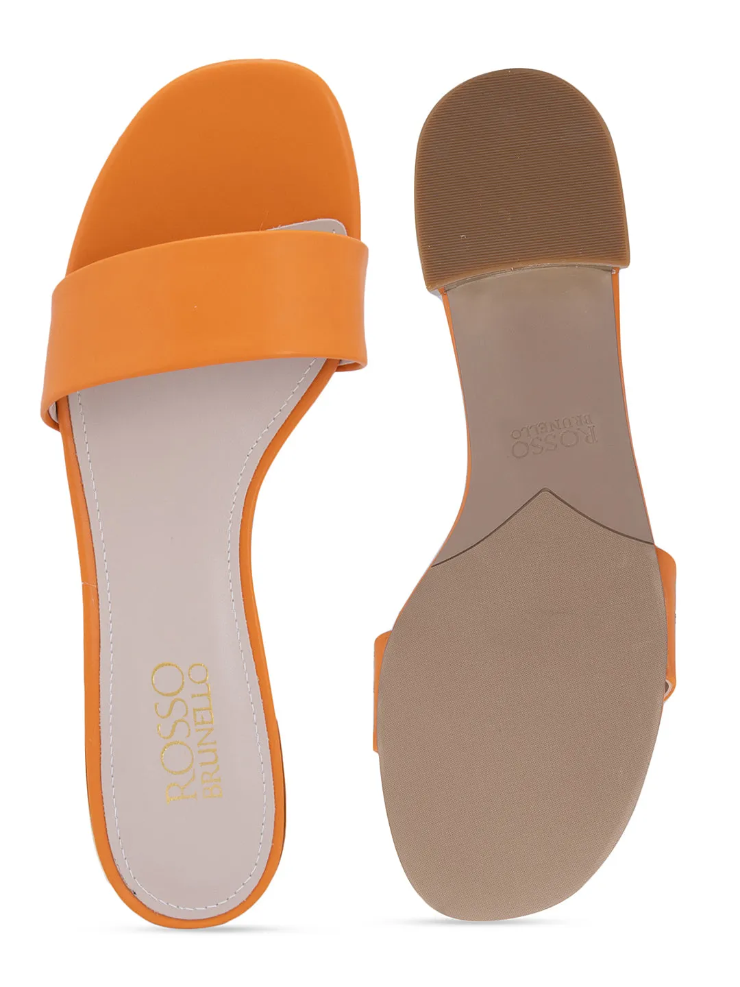Orange Low Block Heels