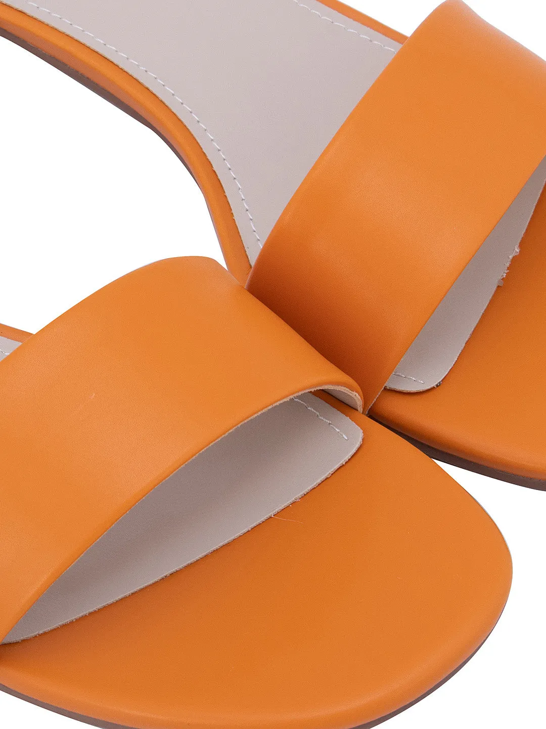 Orange Low Block Heels