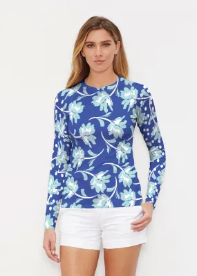 Polka Dot Floral Navy (7916) ~ Long Sleeve Rash Guard