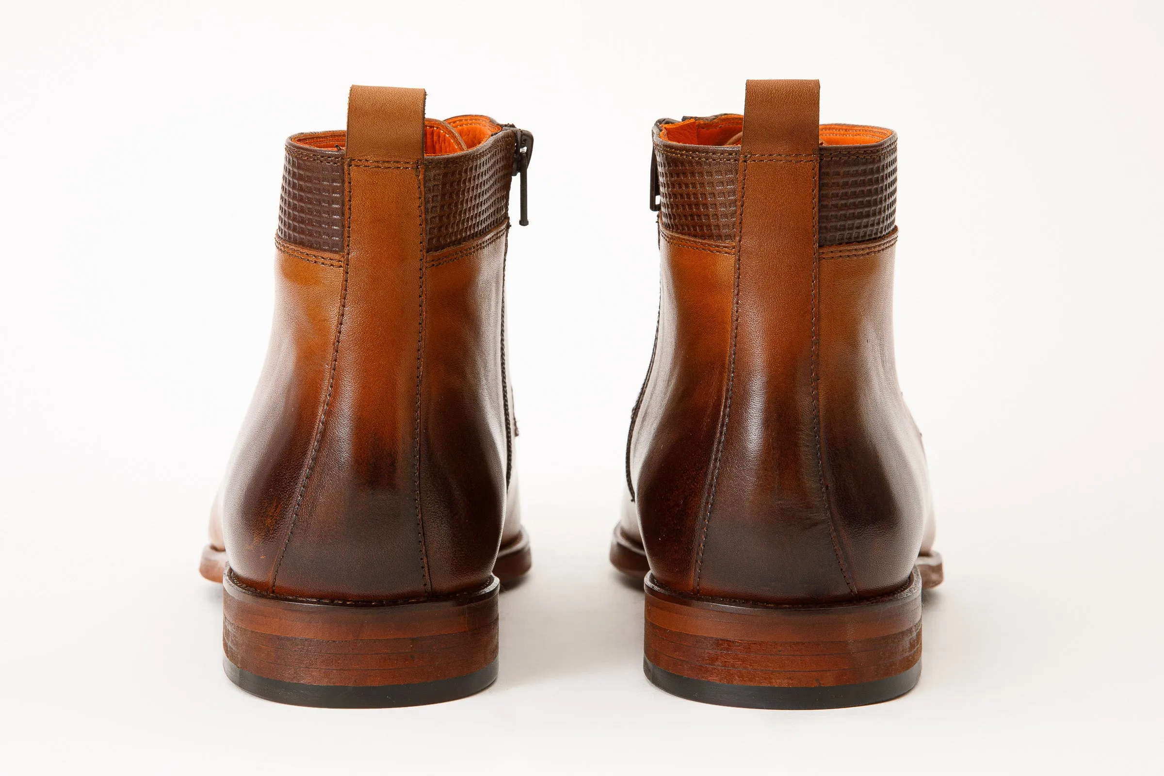 The Romto Tan Leather Derby Lace-Up Men Boot With a Zipper  Final Sale!