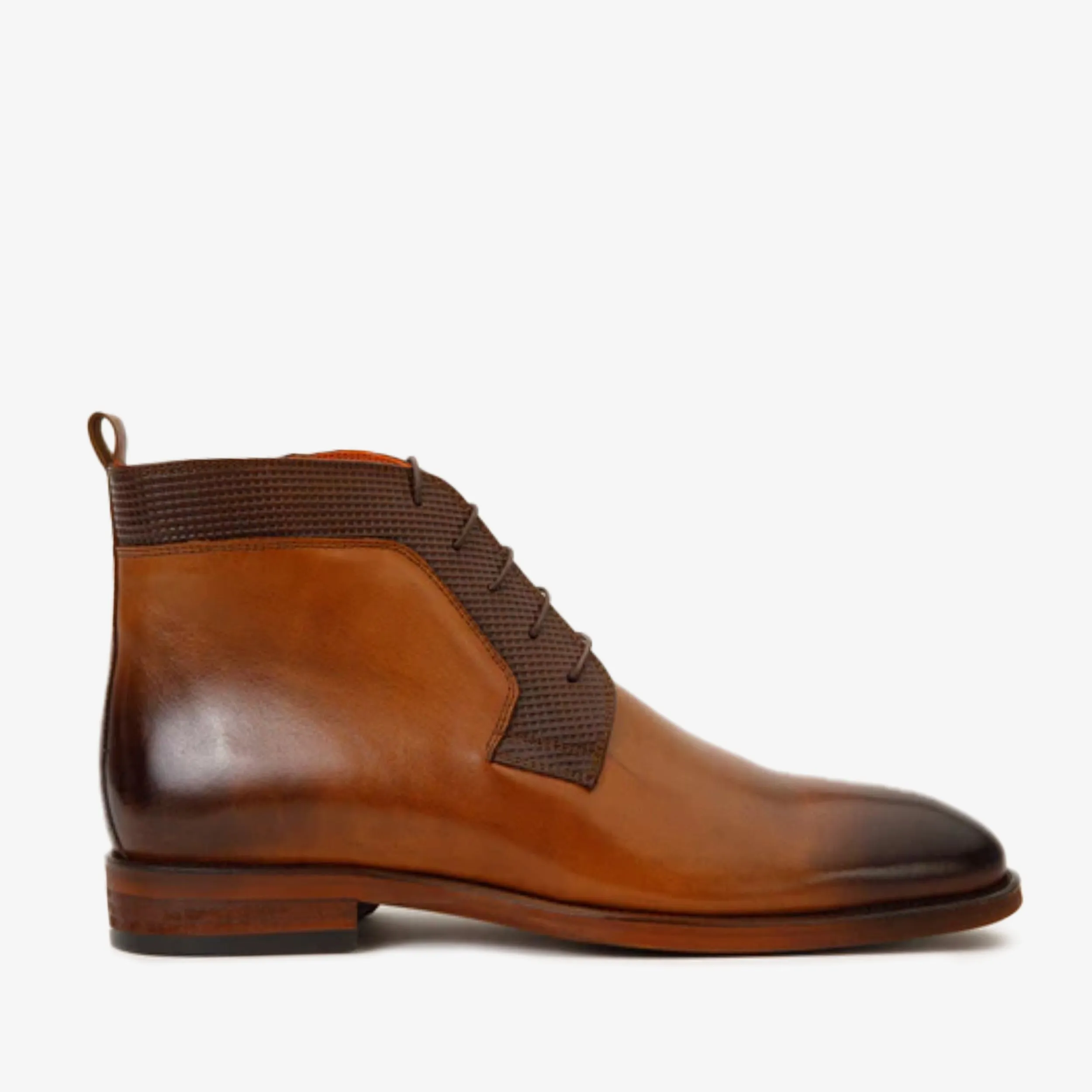 The Romto Tan Leather Derby Lace-Up Men Boot With a Zipper  Final Sale!
