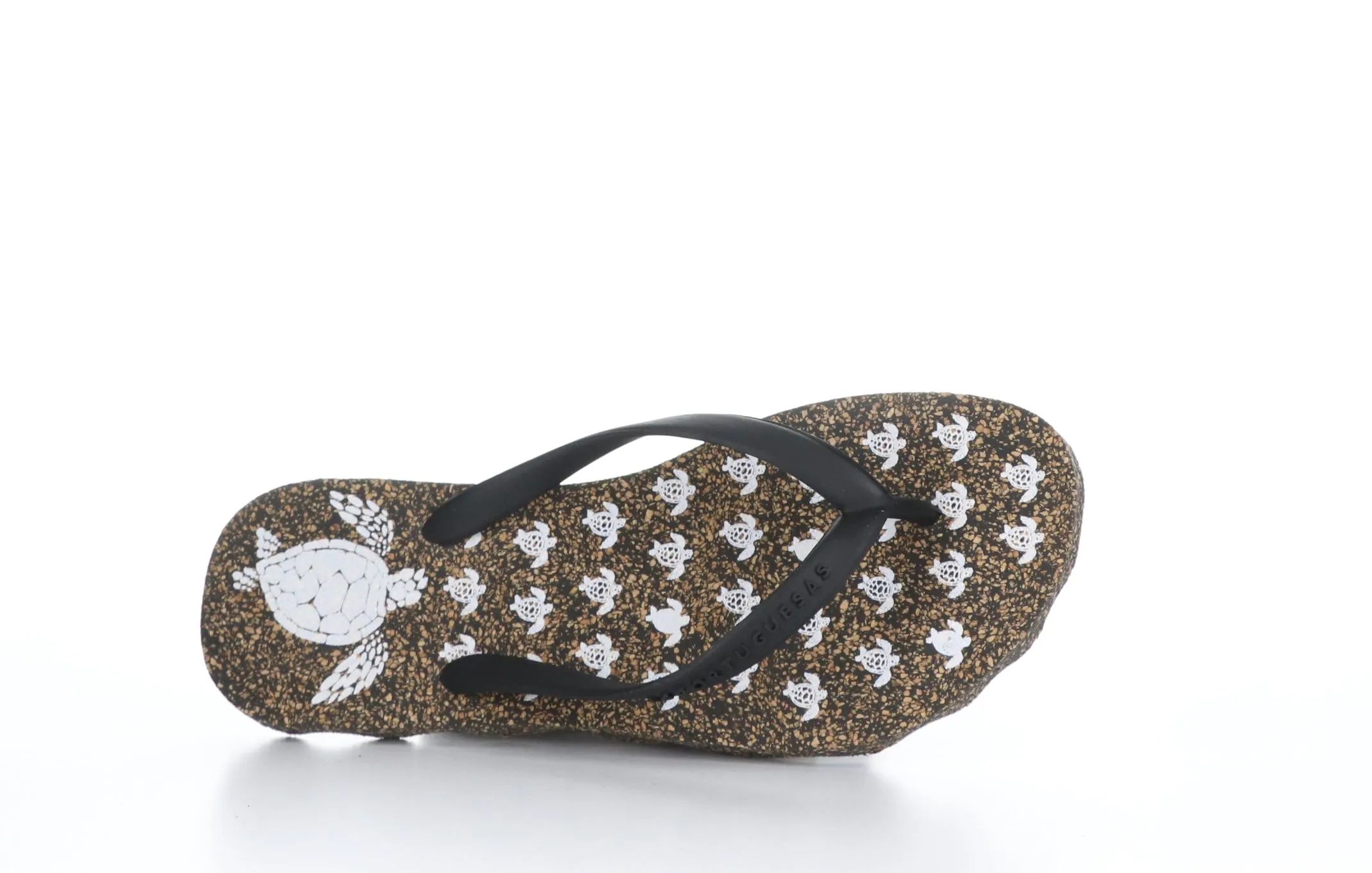 TURTLE_M Black Rubber Strap Beach Flip-Flops
