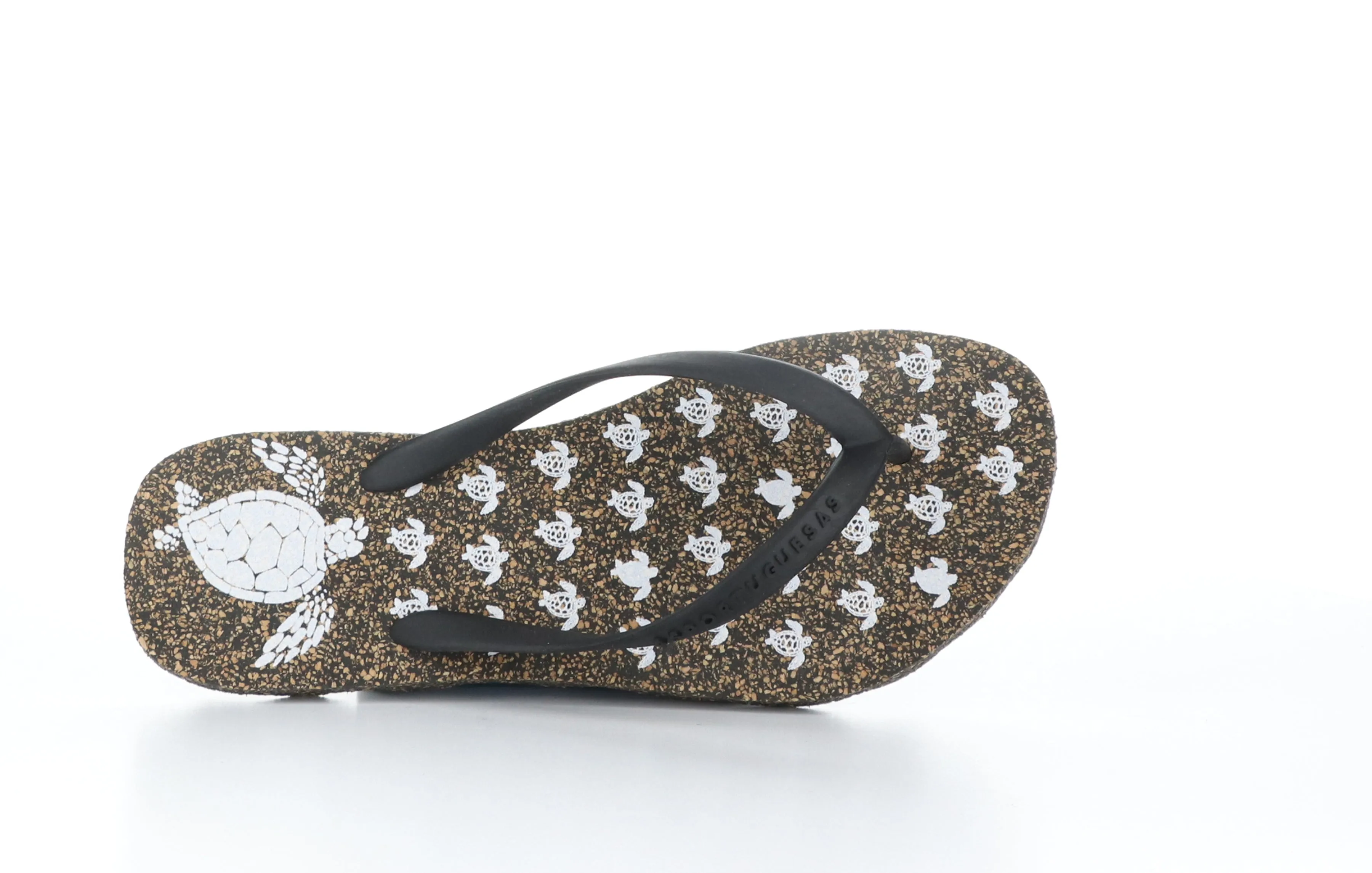 TURTLE_M Black Rubber Strap Beach Flip-Flops