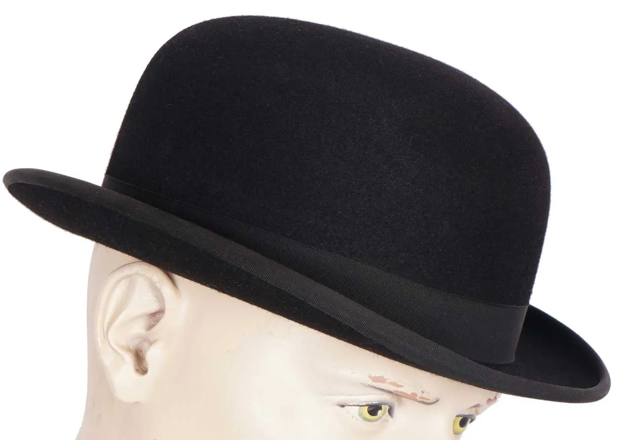 Vintage Mens English Bowler Hat Derby Moss Bros Covent Garden Large 7 3/8