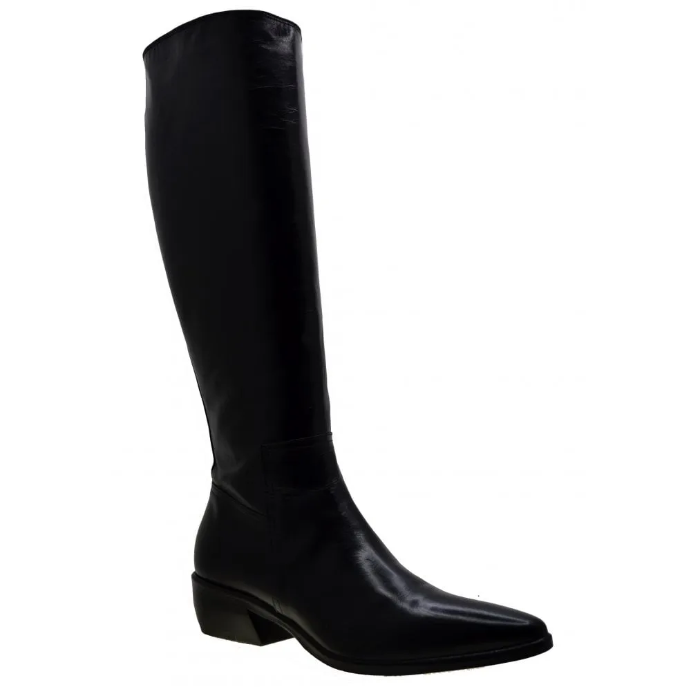 Women's Italian Shoes Jo Ghost 3114 Black Leather Knee High Boots available sizes 37 38
