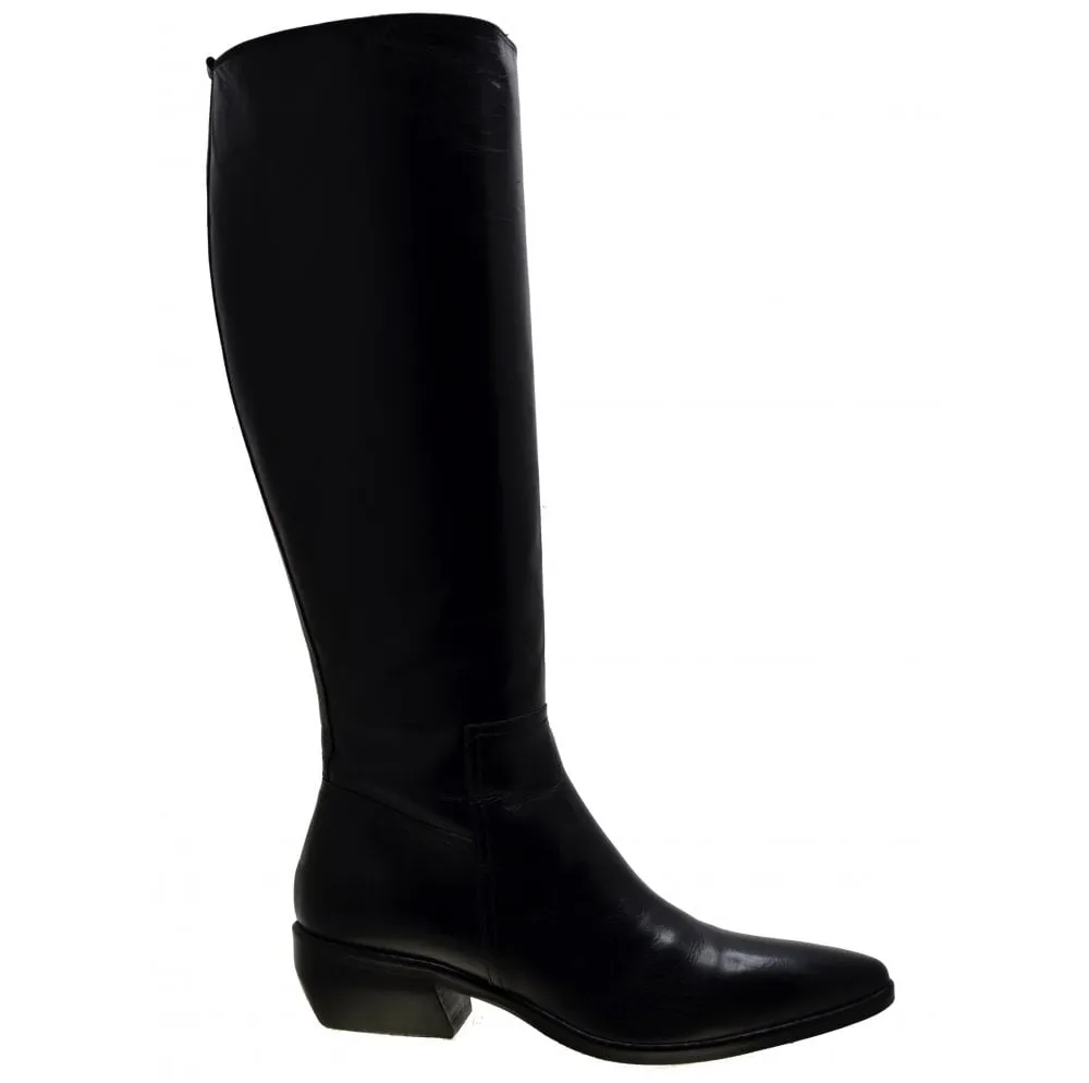 Women's Italian Shoes Jo Ghost 3114 Black Leather Knee High Boots available sizes 37 38