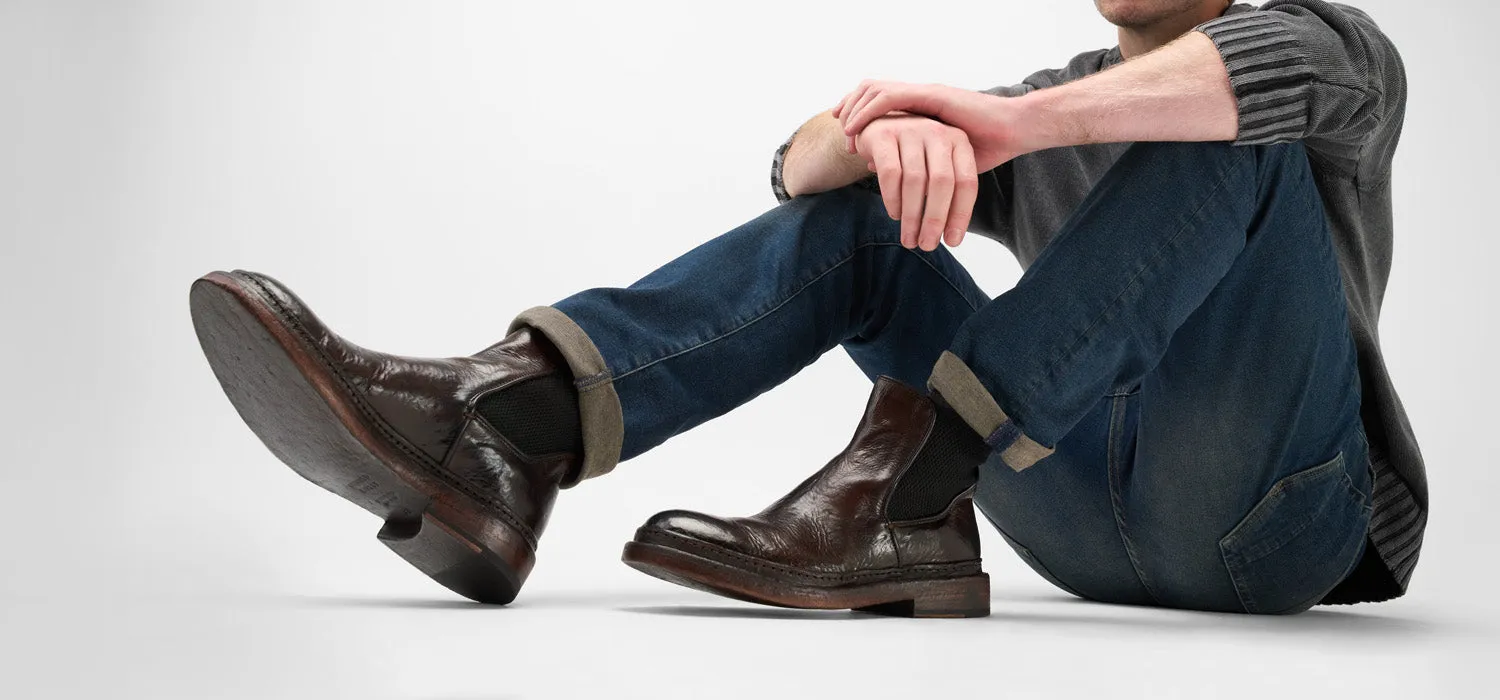 YORK rich-cocoa welted chelsea boots.